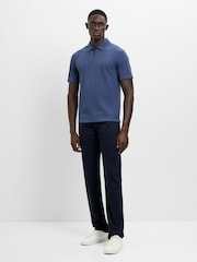 French Connection Blue Stripe 1/4 Zip Short Sleeve Polo Shirt - Image 1 of 6