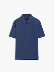 French Connection Blue Stripe 1/4 Zip Short Sleeve Polo Shirt - Image 3 of 6