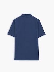 French Connection Blue Stripe 1/4 Zip Short Sleeve Polo Shirt - Image 4 of 6