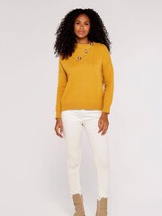 Apricot Yellow 3 Button Textured Jumper - Image 3 of 4