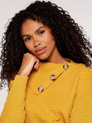 Apricot Yellow 3 Button Textured Jumper - Image 4 of 4
