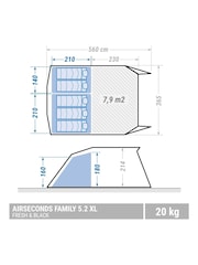 Decathlon Inflatable Tent Air Seconds 5.2 5 People Quechua - Image 3 of 6