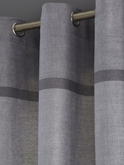 Catherine Lansfield Grey 100% Cotton Melville Woven Texture Eyelet Curtains - Image 1 of 3