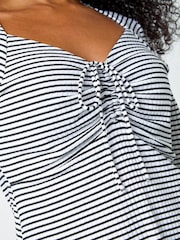 Roman Black Stripe Ruched Stretch Top - Image 5 of 5