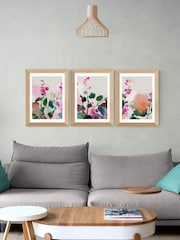 East End Prints Set of 3 White Summerly Hollyhocks Wall Prints Set by Ana Rut Bre - Image 1 of 2