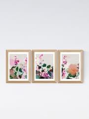 East End Prints Set of 3 White Summerly Hollyhocks Wall Prints Set by Ana Rut Bre - Image 2 of 2