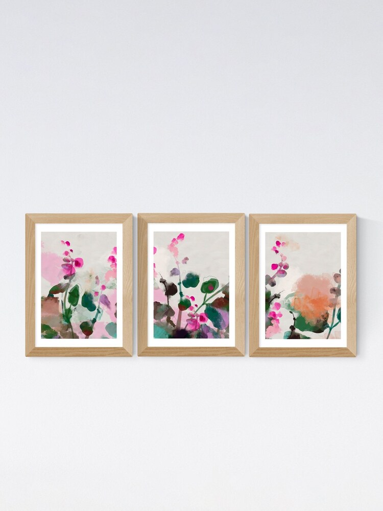 East End Prints Set of 3 White Summerly Hollyhocks Wall Prints Set by Ana Rut Bre - Image 2 of 2 East End Prints Set of 3 White Summerly Hollyhocks Wall Prints Set by Ana Rut Bre - Image 2 of 2