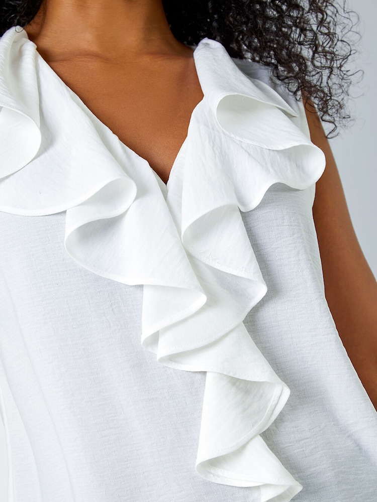 Roman White Frill Front Vest Top - Image 5 of 5