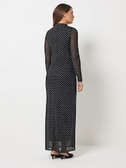 Long Tall Sally Black Glitter Lattice Mesh Maxi Dress - Image 3 of 6