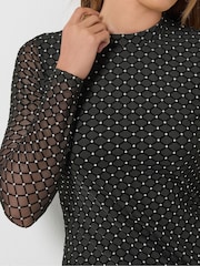 Long Tall Sally Black Glitter Lattice Mesh Maxi Dress - Image 4 of 6