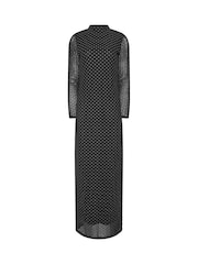 Long Tall Sally Black Glitter Lattice Mesh Maxi Dress - Image 5 of 6