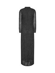 Long Tall Sally Black Glitter Lattice Mesh Maxi Dress - Image 6 of 6