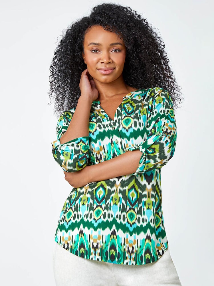 Roman Green Button Detail Blouse - Image 1 of 5 Roman Green Button Detail Blouse - Image 1 of 5