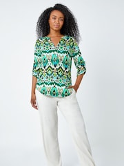 Roman Green Button Detail Blouse - Image 3 of 5