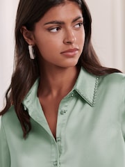 Lipsy Green Collared Button Through Diamante Shirt - Image 4 of 4