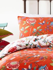 furn. Orange Pomelo Tropical Floral Reversible Duvet Cover and Pillowcase Set - Image 2 of 4