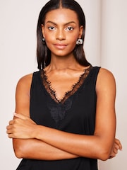 Lipsy Black Jersey V Neck Cami Vest Top - Image 1 of 3