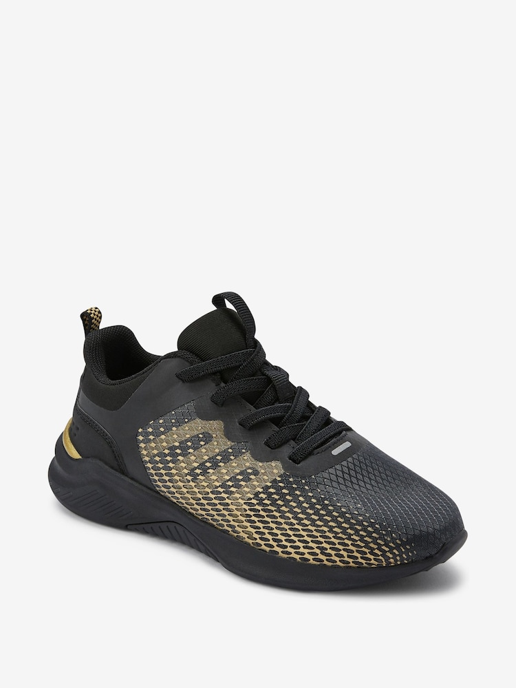 Black/Gold Elastic Lace Trainers - Image 2 of 5