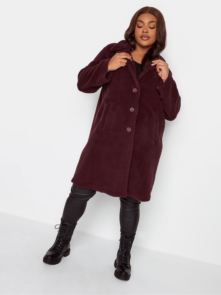 Yours Curve Red Faux Fur Coat - Image 5 of 5 Yours Curve Red Faux Fur Coat - Image 5 of 5