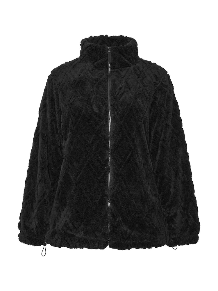 Yours Curve Black Textured Fleece Jacket - Image 5 of 5 Yours Curve Black Textured Fleece Jacket - Image 5 of 5