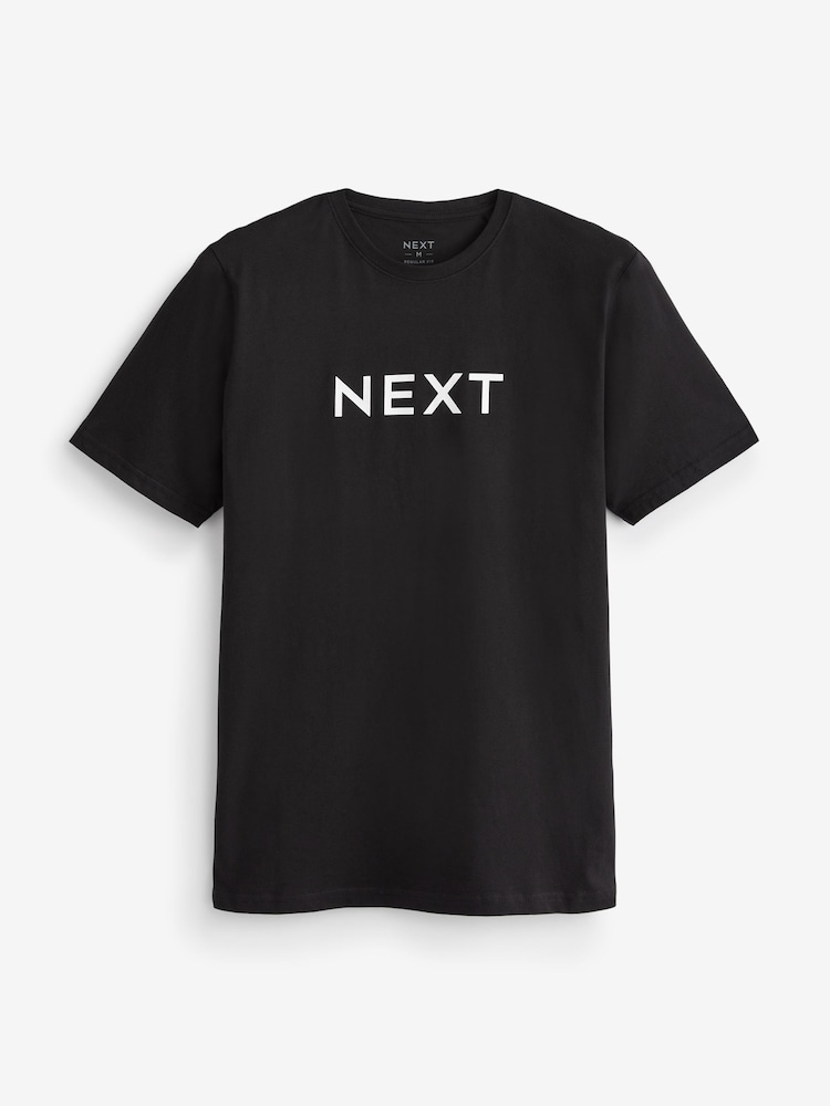 Black 100% Cotton T-Shirt: Life at Next Shop - Image 1 of 4