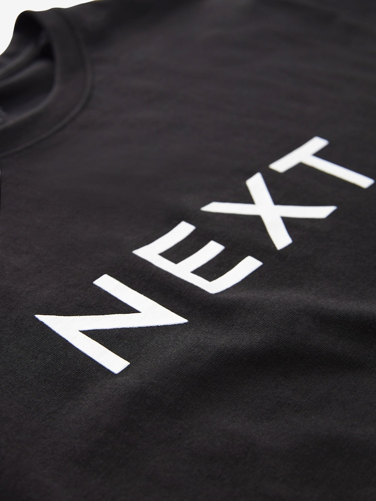 Black 100% Cotton T-Shirt: Life at Next Shop - Image 2 of 4