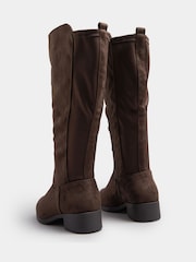 Yours Curve Brown Faux Suede Extra Wide Fit Stretch Knee High Boots - Image 4 of 5