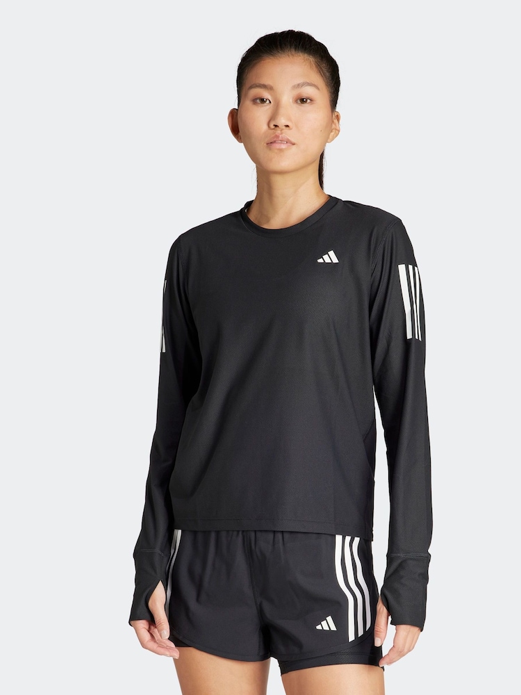 adidas Black Own The Run Long Sleeve T-Shirt - Image 1 of 8