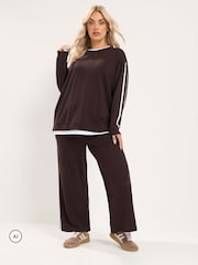 Yours Curve Brown Side Stripe 2-In-1 Jumper - Image 2 of 6
