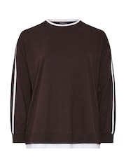 Yours Curve Brown Side Stripe 2-In-1 Jumper - Image 5 of 6