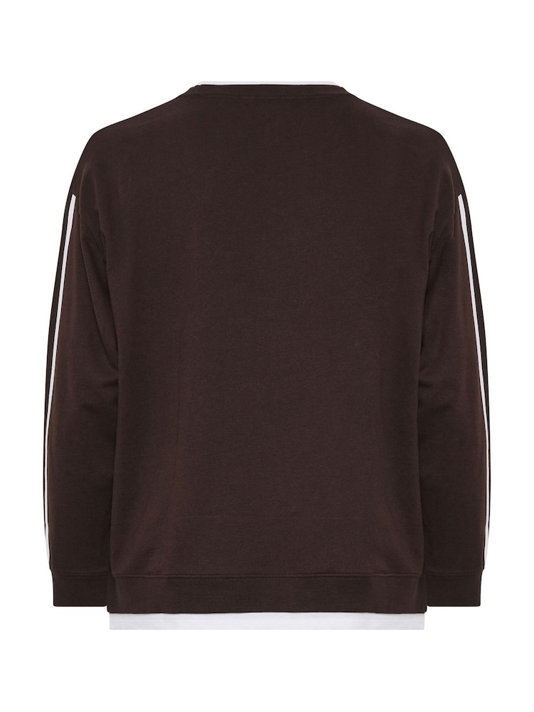 Yours Curve Brown Side Stripe 2-In-1 Jumper - Image 6 of 6