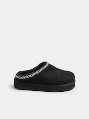 Yours Curve Black Extra Wide Fit Faux Suede Embroidered Mules - Image 3 of 6