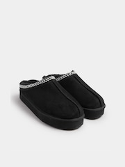 Yours Curve Black Extra Wide Fit Faux Suede Embroidered Mules - Image 4 of 6