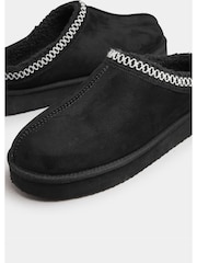 Yours Curve Black Extra Wide Fit Faux Suede Embroidered Mules - Image 6 of 6