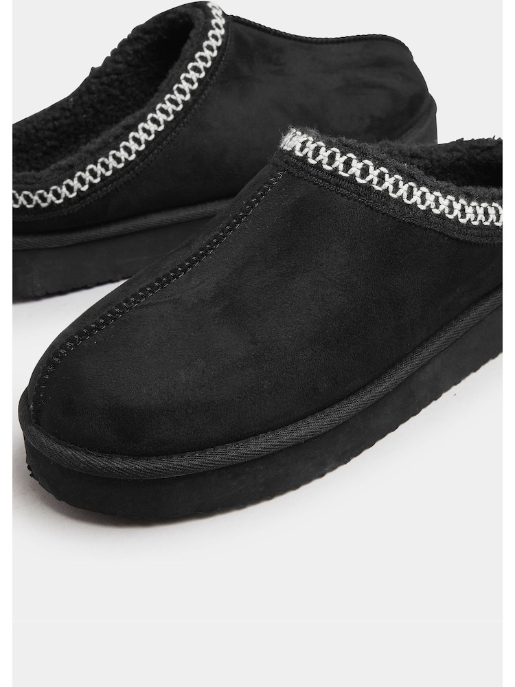 Yours Curve Black Extra Wide Fit Faux Suede Embroidered Mules - Image 6 of 6 Yours Curve Black Extra Wide Fit Faux Suede Embroidered Mules - Image 6 of 6