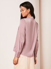 Lipsy Pink Petite Collared Button Through Diamante Shirt - Image 2 of 4