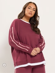 Yours Curve Red 2-in-1 Sweat Top & Jogger Set - Image 1 of 6