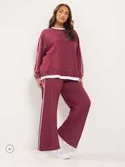 Yours Curve Red 2-in-1 Sweat Top & Jogger Set - Image 2 of 6