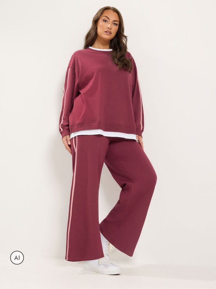 Yours Curve Red 2-in-1 Sweat Top & Jogger Set - Image 2 of 6 Yours Curve Red 2-in-1 Sweat Top & Jogger Set - Image 2 of 6