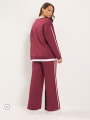Yours Curve Red 2-in-1 Sweat Top & Jogger Set - Image 3 of 6