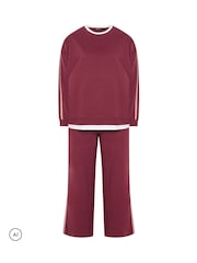 Yours Curve Red 2-in-1 Sweat Top & Jogger Set - Image 5 of 6