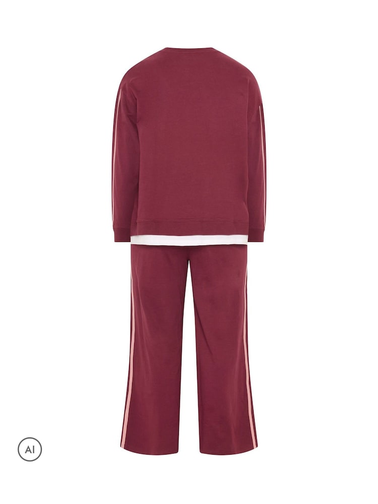 Yours Curve Red 2-in-1 Sweat Top & Jogger Set - Image 6 of 6 Yours Curve Red 2-in-1 Sweat Top & Jogger Set - Image 6 of 6