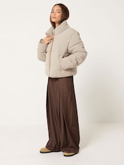 PixieGirl Petite Natural Check Puffer Coat - Image 2 of 6