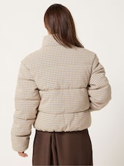 PixieGirl Petite Natural Check Puffer Coat - Image 3 of 6