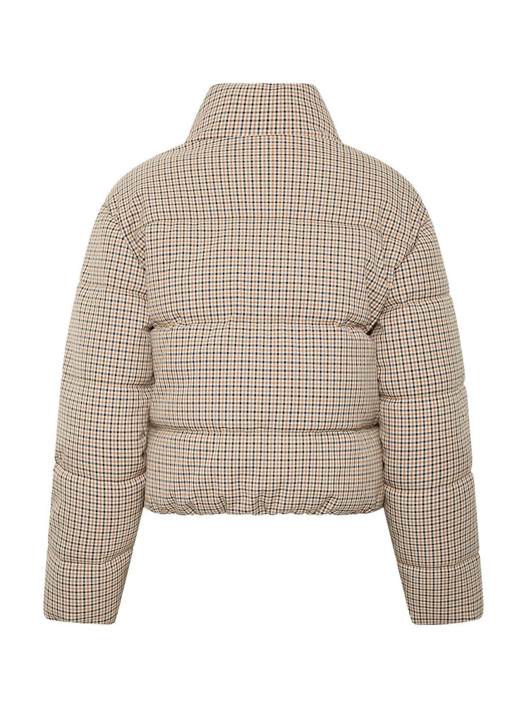 PixieGirl Petite Natural Check Puffer Coat - Image 6 of 6 PixieGirl Petite Natural Check Puffer Coat - Image 6 of 6