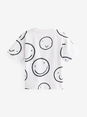 White/Black All-Over Print 100% Cotton Short Sleeve T-Shirt (3mths-7yrs) - Image 2 of 3