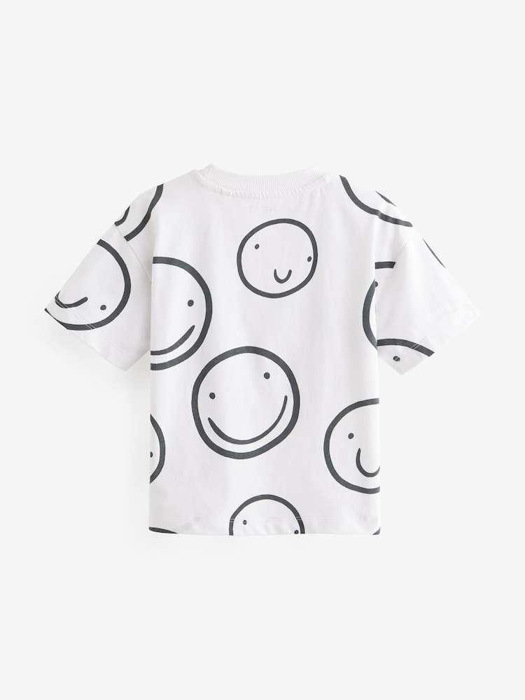 White/Black All-Over Print 100% Cotton Short Sleeve T-Shirt (3mths-7yrs) - Image 2 of 3