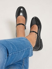 Yours Curve Black Wide Fit Buckle Detail Mary Jane Shoes - Image 1 of 5