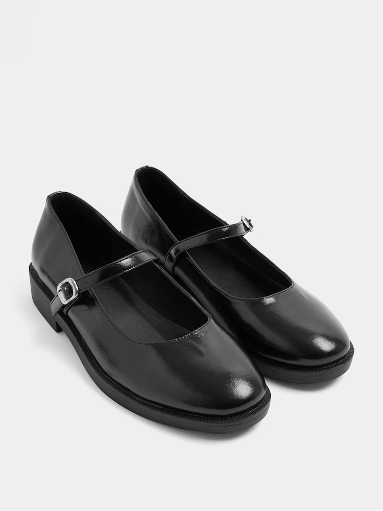 Yours Curve Black Wide Fit Buckle Detail Mary Jane Shoes - Image 2 of 5