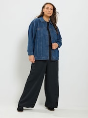 Yours Curve Blue Oversized Denim Jacket - Image 3 of 7